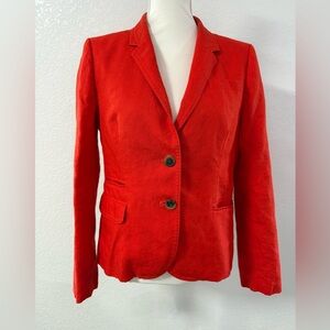 J.CREW  schoolboy Orange linen blazer women’s size 12 tailored lined